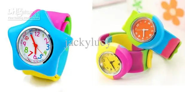 New Fashion Colorful Watchband Candy Colored Silicone Children Sport Wrist Watch Kids Pat Table free shipping