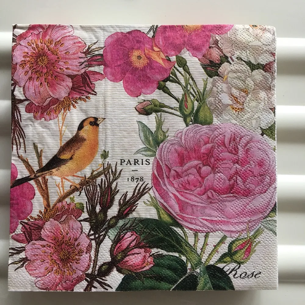 Decoupage wedding servilletas vintage table napkins paper elegant tissue flower bird butterfly birthday party beautiful decor 20