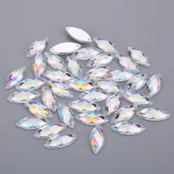 17 colors choose 5*10mm/7*15mm/9*20mm Sewing Acrylic Rhinestone Horse Eye Flatback Transparent Crystal Beads For DIY Clothes