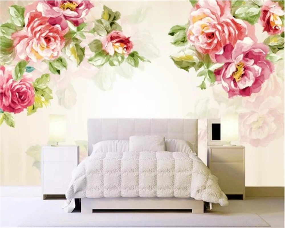 

modern fashion wallpaper retro hand-painted rose TV backdrop wall papel de parede 3d wallpaper mural papier peint beibehang