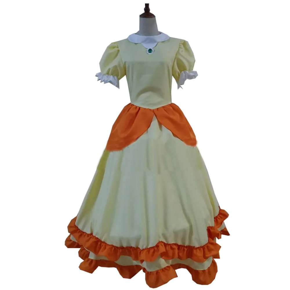 

2021 Super Bros Princess Peach Cosplay Dress Orange Costume