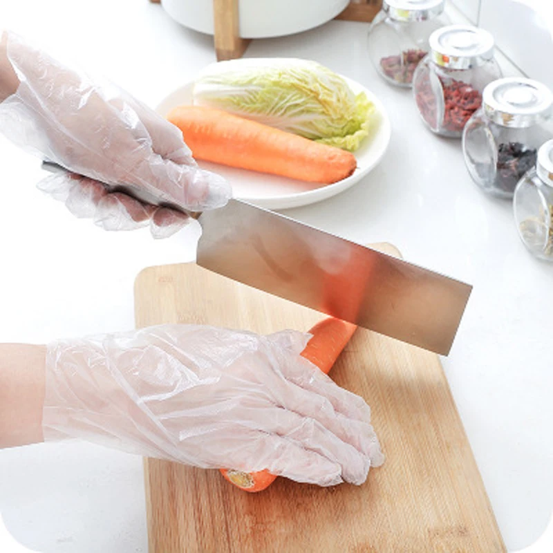 50/100 Transparent Plastic Disposable Gloves One-off BBQ Cooking Gloves For Household Bathroom Sanitary Gloves for Cleaning