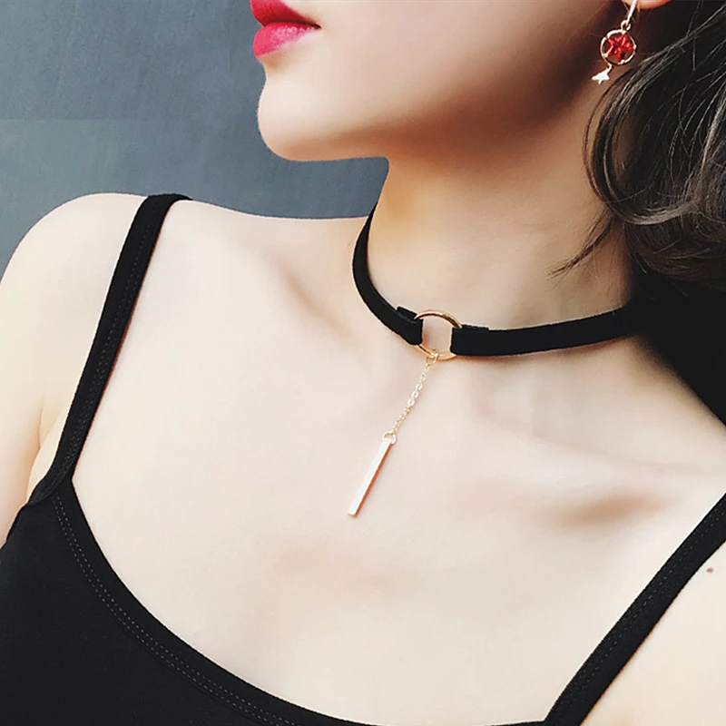 Fashion Girls Black Velvet Choker On The Neck For Women Gothic Punk Chain Pendant Necklace Collar Jewelry Female Party Gift