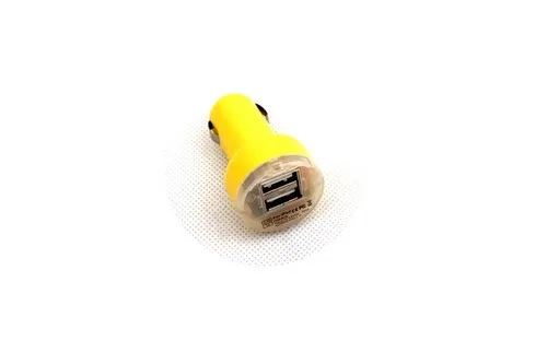 12V Electric Socket USB Charger Converter Yellow Color