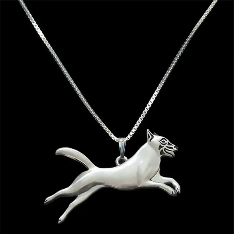 Metal Jewelry Pendant Necklaces Lovers' Leaping Belgian Malinois Necklaces Drop Shipping