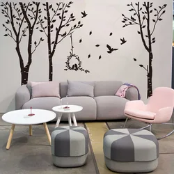 Large Tree Bird Wall Sticker Bedroom Kids Room Forest Landscape Pastoral Wall Decal Living Room Vinyl Home Decor Art Mural