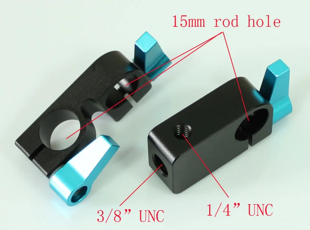 single Rod clamp and 1pcs 90 degree Rod Clamp for 15mm Support Rail Rig Rail (pack of Two)