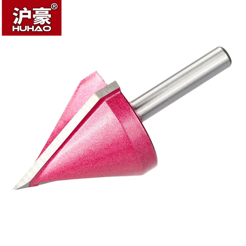 HUHAO 1pc 6mm Engraving V Drill Bits CNC Carbide End Mill 3D Router Bits for Wood Tungsten Woodworking Milling Cutter 60 90 Deg