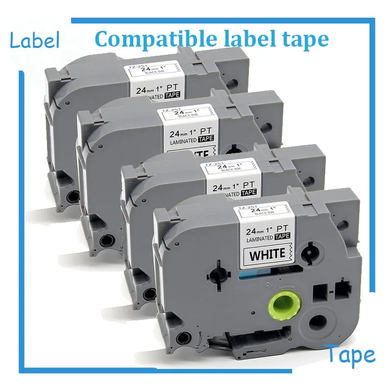 4PK Compatible Brother Tze251 24mm Tz 251 Tz-251 Tz251 Tze-251 P-touch Label Maker