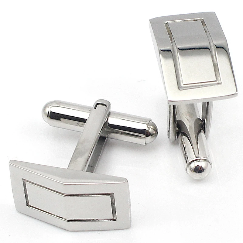 Arch Shaped Blank Stainless Steel Silver color Cufflinks For Mens Wedding Classic