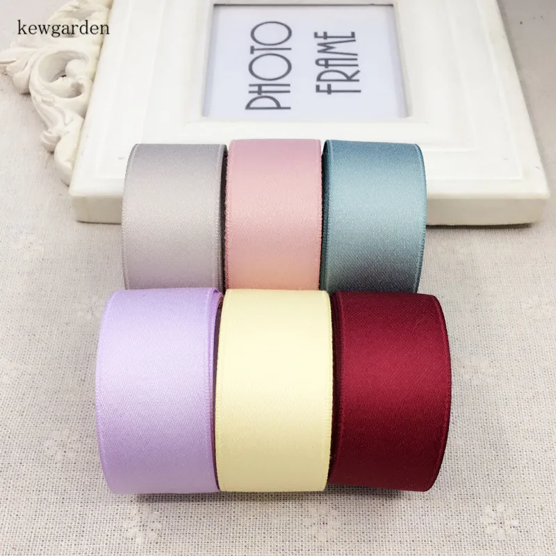 Kewgarden 25mm 2.5CM Matte Cotton Satin Ribbon Handmade Tape DIY Bowknot Accessories Ribbons Thick Soft Riband 10 m/lot