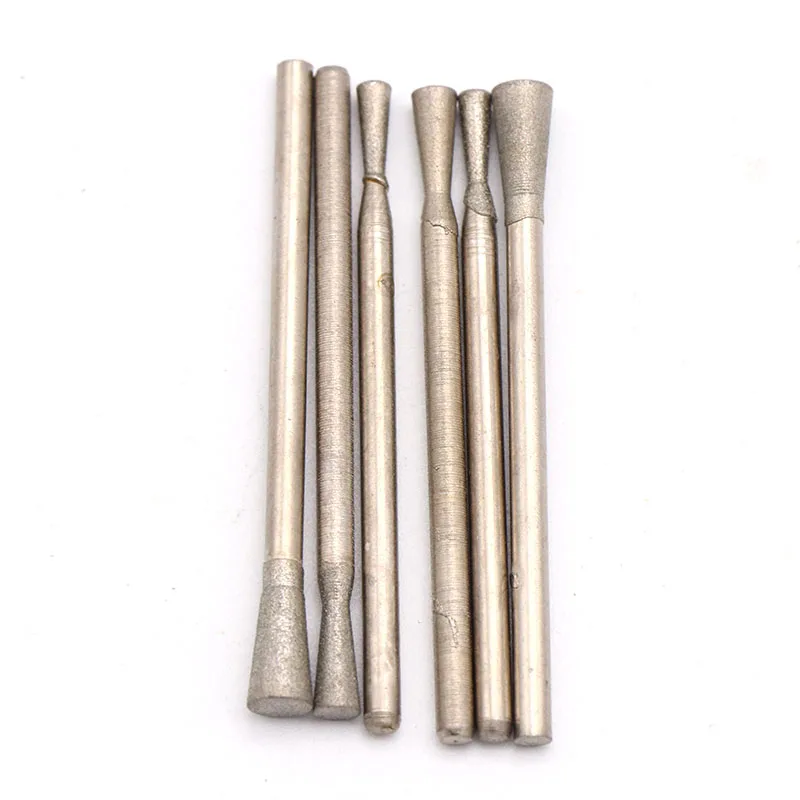 5/10 Cái 1-4Mm Kim Cương Đầu Mài 600/1200 Nhám Xoay Khoan Burrs Kim Loại Đá Ngọc Bích khắc Dụng Cụ Khắc C7 Kim