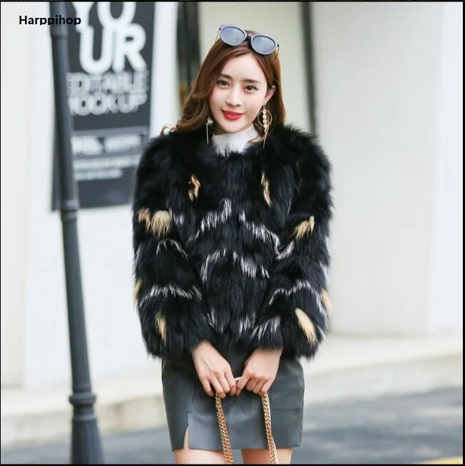 2018 new top sell Fox fur fur coat lady silver fox red fox  long sleeve Warm Real Fox Fur Coat Short Winter Fur Jacket Outerwear