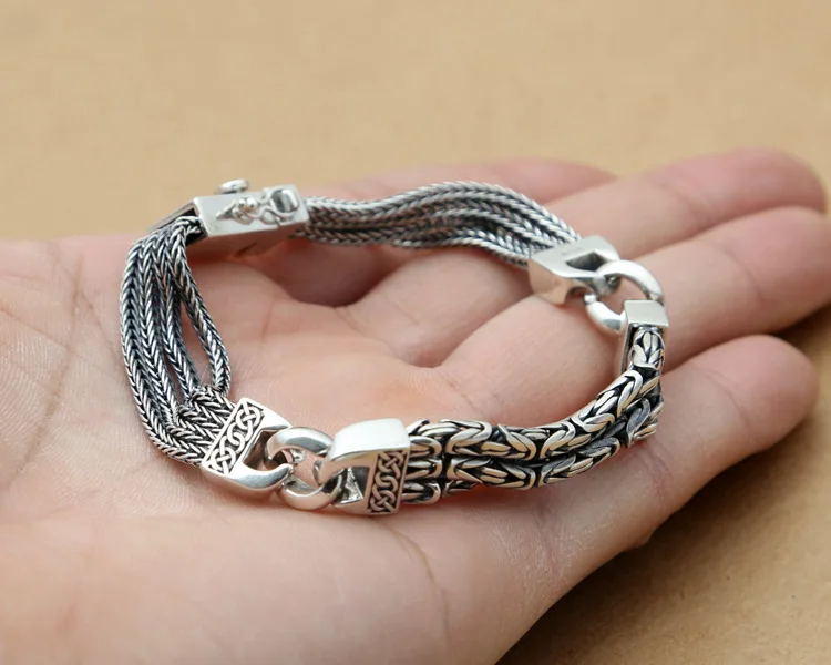 925 Sterling Silver Bracelets for Men Women Vintage S925 Solid Thai Silver Chain Bracelets Fashion Jewelry Birthday Best Gifts