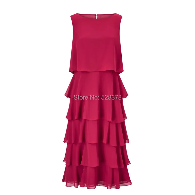 YNQNFS – robe de soirée de mariage en mousseline de soie, tenues pour mère de la mariée, longueur Fuchsia thé, à volants, été, Photo réelle, MD35