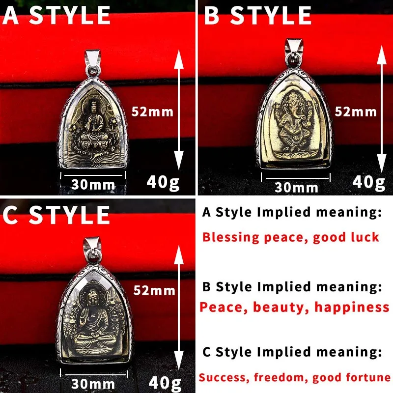 BEIER Stainless Steel Plated-Gold color Buddhism Bring Ganesha Necklace Pendant China 3 style man women Jewelry BP8-350