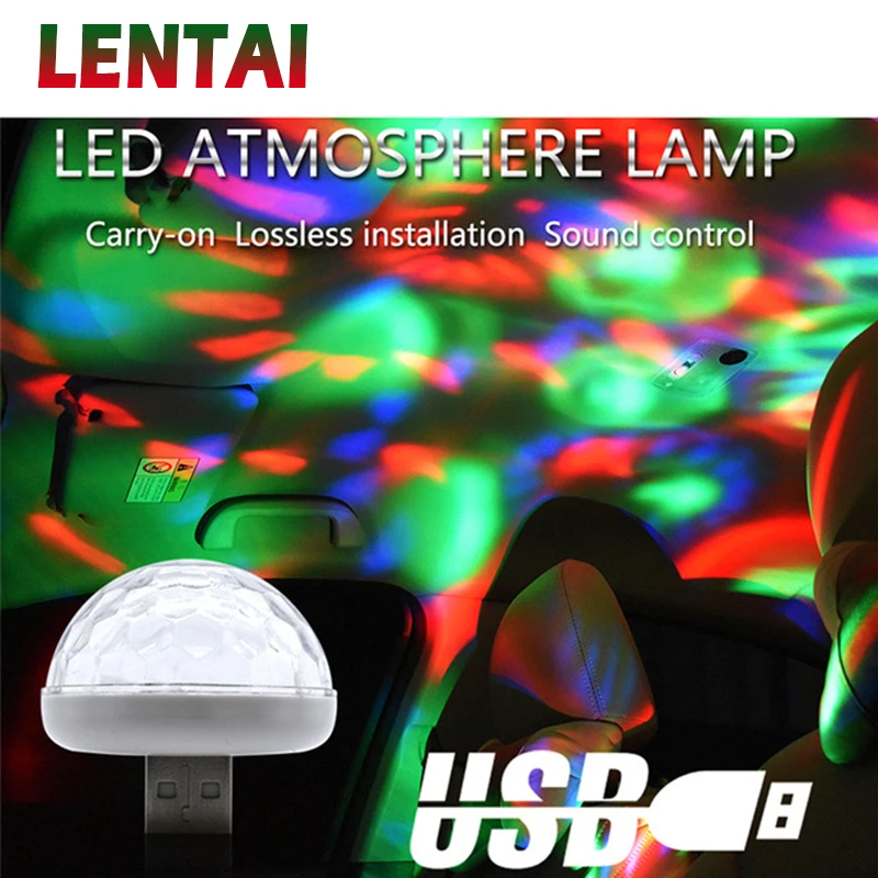 LENTAI 1PC Car LED USB Atmosphere Light Colorful Lamp For Mercedes W203 W204 BMW E39 E36 E90 F30 F10 Volvo XC60 XC90 Alfa Romeo