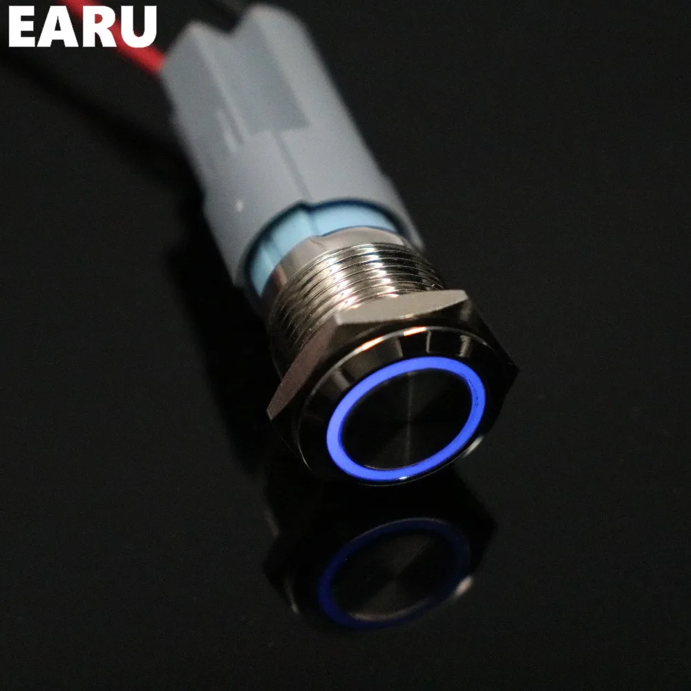 16mm Waterproof Power Press Metal Push Button Switch LED Light Illuminated Self-lock Fixation Latching 3V 5V 6V 12V 24V 36V 220V