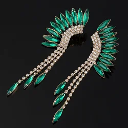 YFJEWE New Fashion Peacock Tassel Rhinestone Earring 3 Color Long Drop Earrings Jewelry Wedding Party Accessories Female E045