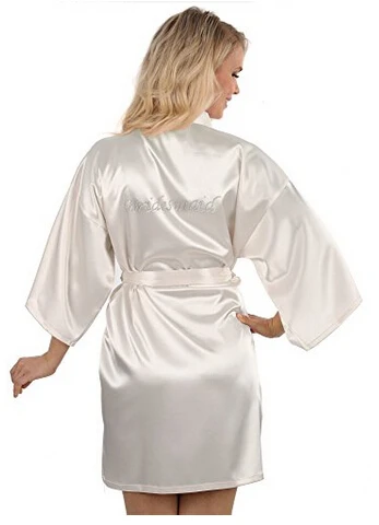 Sexy Yukata Night Robe Short Satin Wedding Bride Bridesmaid Robes With Clear Rhinestones-Bride&Bridesmaid Edition Dressing Gown