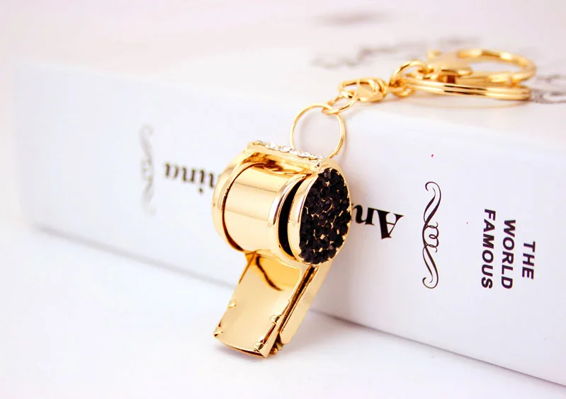 Fashion Creative Lovely Crystal Whistle Car Pendant Keychain For Women Bag Keychains Rhinestone Car keyrings Gifts Jewelry