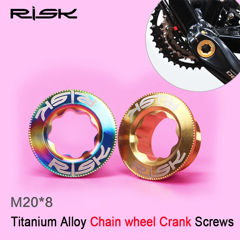 

RISK M20x8mm Titanium Alloy Bike Crankset Arm Lid Bolts Chain Wheel Crank Screw Threads for MTB Mountain Bicycle Crank Arm M20*8