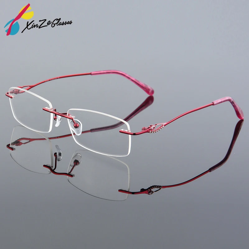 

2017 Retail 2 colors fashion women rimless glasses frames fashion memory titanium eyeglasses frames prescription optical frames