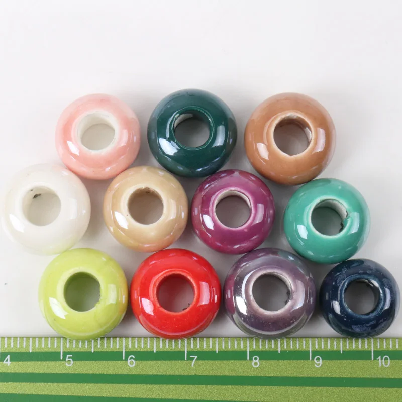 Mix Colorful Porcelain Material Ceramic Round Beads Spacer Beads For Decoration Jewelry Handmade Accessories 15x9mm 10pcs