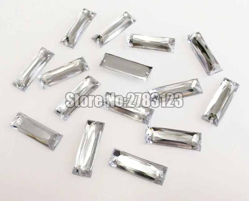 5x10mm 5x15mm 7x21mm 8x24mm Dritto figura della striscia di Alta qualità Acrilico sew on strass con due fori, diy/abbigliamento accessori