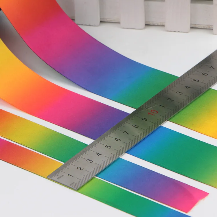 Polyester Double Sided Rainbow Satin Pastel Grosgrain Ribbon DIY Sewing Webbing accessories Gift Wrapping Christmas Party Decor