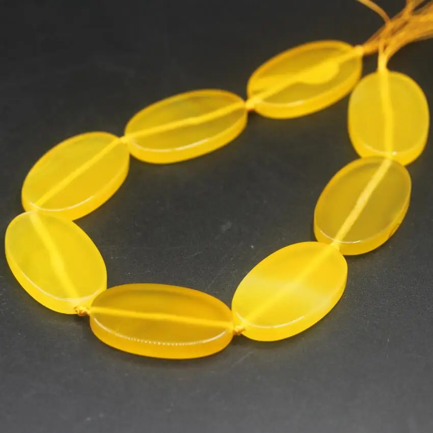 

8pcs/strand AA Quality Large Size Oval Slice Slabs Yellow Gems Agates Loose Beads,Natural Onxy Nugget Pendants Charms Jewelry