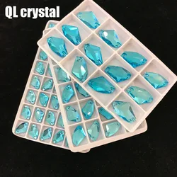 All size Lake blue AX  Crystal Rhinestone sew on Flatback Glass crystal for Wedding dress  DIY bags shoes clothes