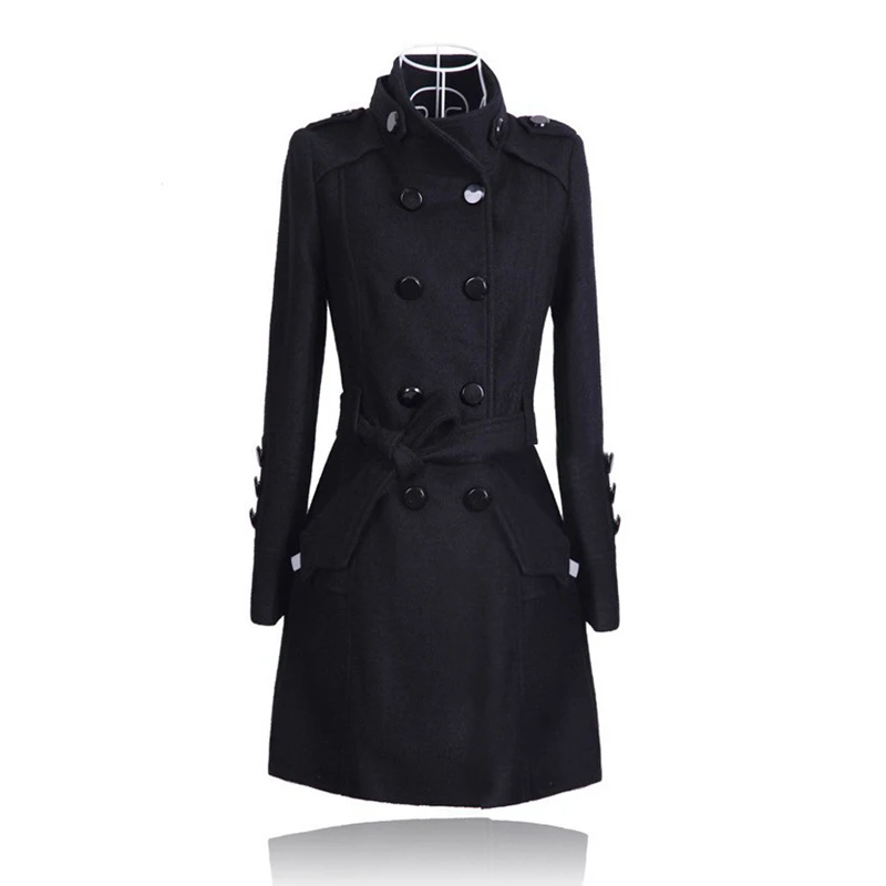 2024 Autumn And Winter Fashion Slim Waist Large Size Woolen Coat Long Woolen Coat Windbreaker Jacket Female Tie W665
