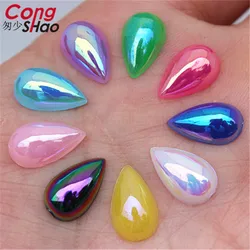 100szt 8 * 13mm Teardrop AB Flatback Rhinestones Stick Crystals And Stones Acrylic Strass For DIY Clothes Crafts Decoration WC129