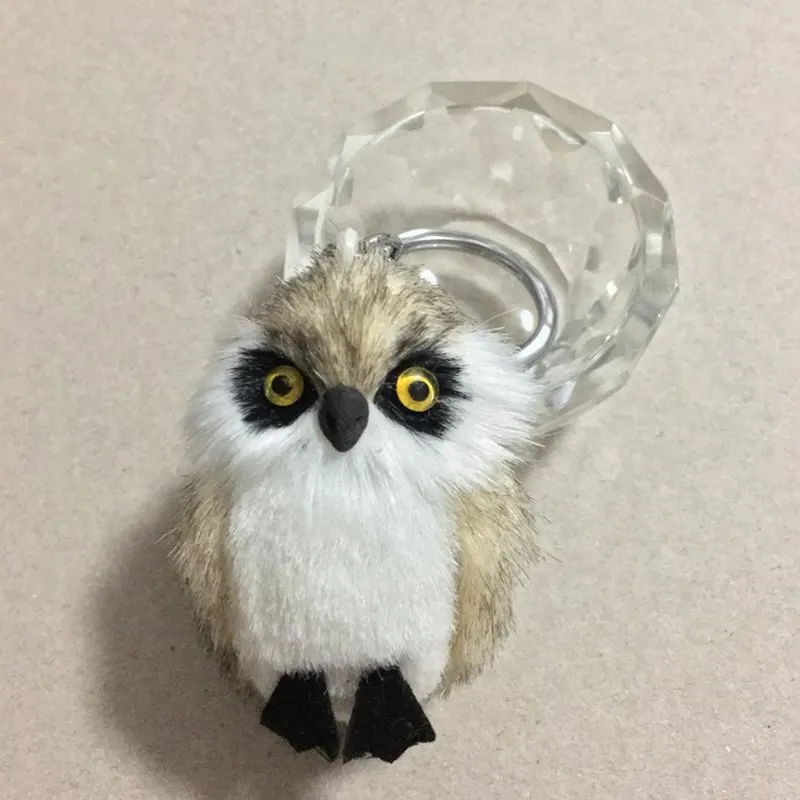 New Fashion Cute Owl Plush Toy Key Chain Ring Faux Rex Rabbit Fur Keychain Woman Bag Charms Man Car Keyring Wedding Party Gift