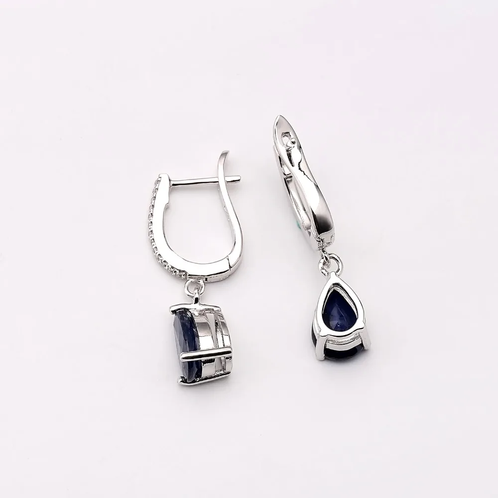 Gem\'s Ballet 5.05Ct Natural Blue Sapphire Gemstone Drop Earrings 925 Sterling Silver Fine Jewelry For Women Wedding