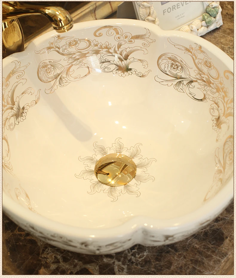Europe Vintage Style Art wash basin bathroom sinks Countertop bathroom sinks ceramics wash basin