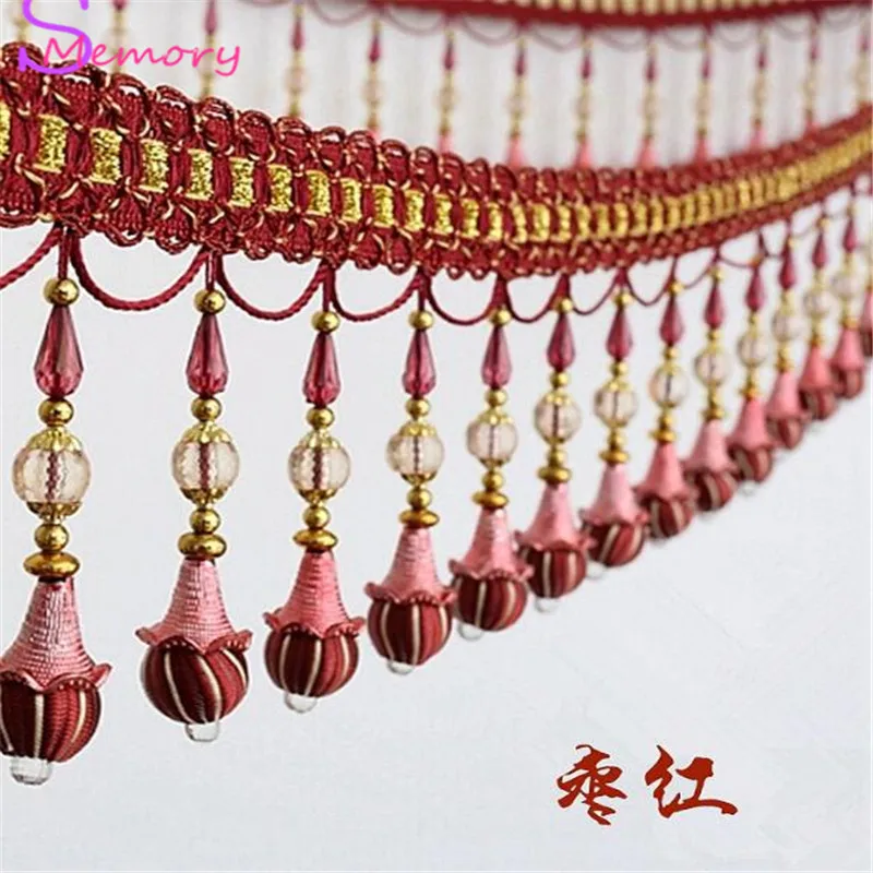 

12M Crystal beads Curtain Trim Lace Tassels Europe Curtain Hanging Ball Tie Back Straps Holders Accessories Home Decoration