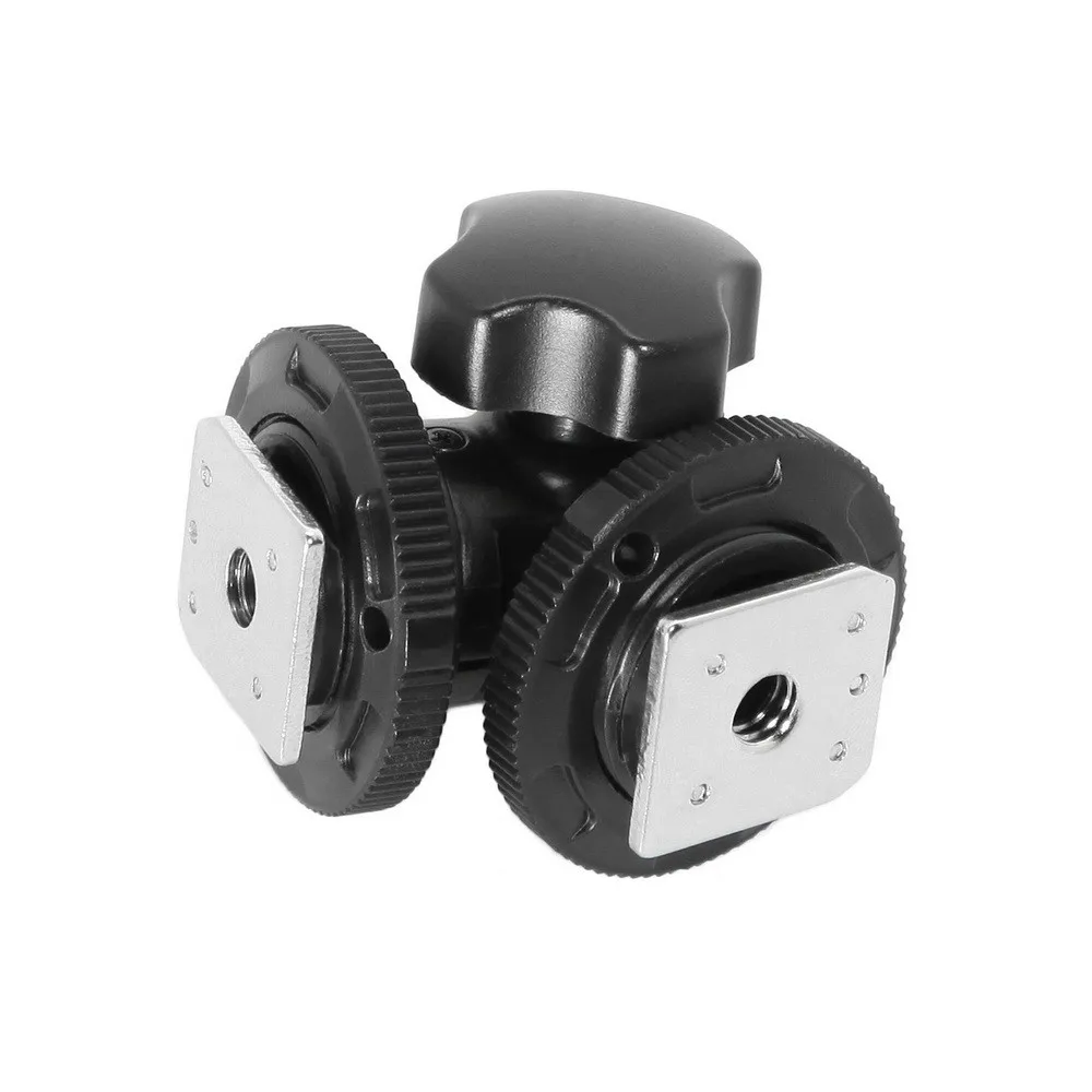 Mcoplus Rotatable Dual Hot Shoe Adapter Bracket Holder Mount For LED Video Light DSLR Camera Hotshoe Adapter