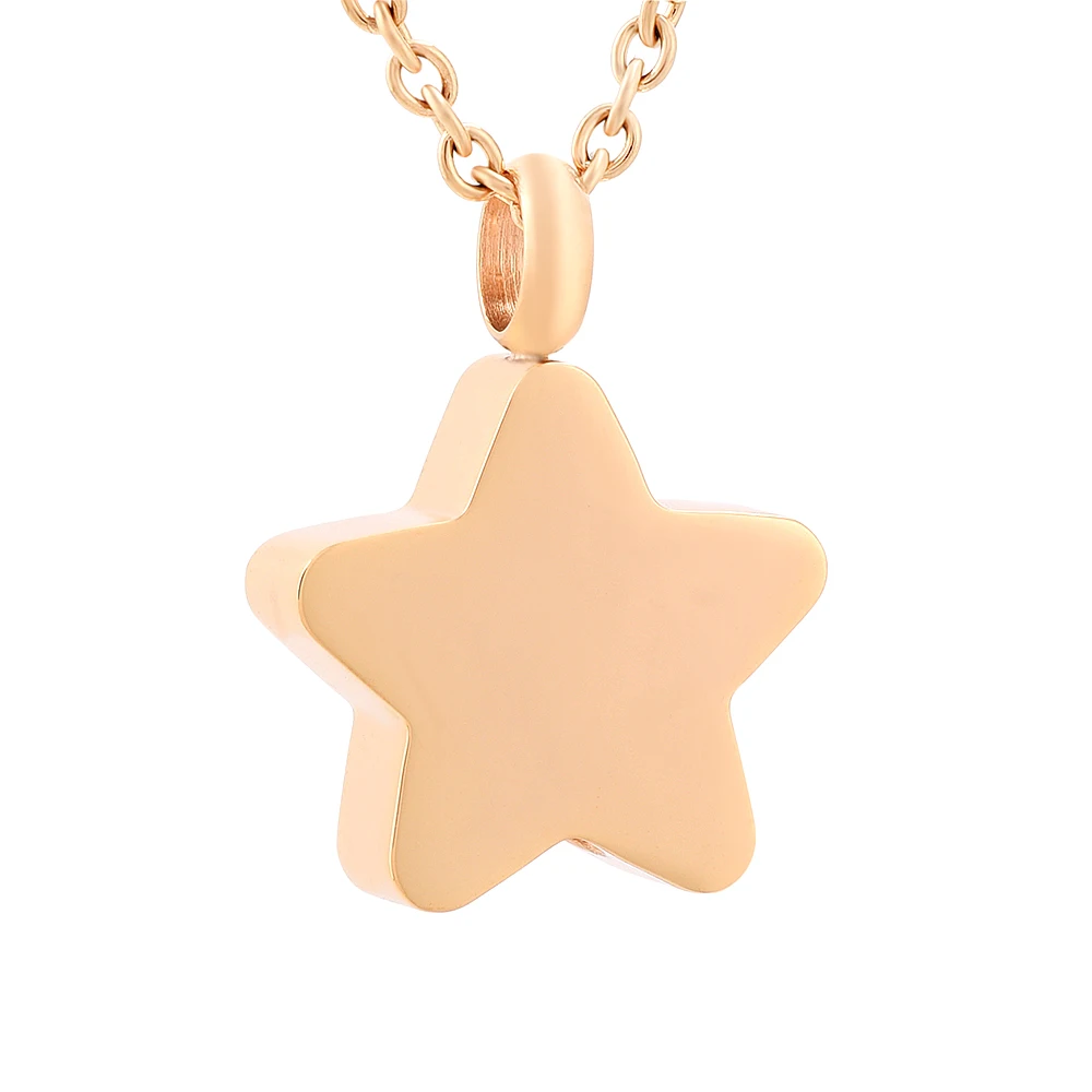 IJD9829 Little Star High Polish Stainless Steel Cremation Pendant Necklace Fashion Jewelry Ashes Keepsake Urn Necklace