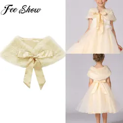 New Arrival Baby Girls Winter Formal Faux Fur Bolero Brand Princess Dress Waistcoat for Girls Spring Wedding Cape