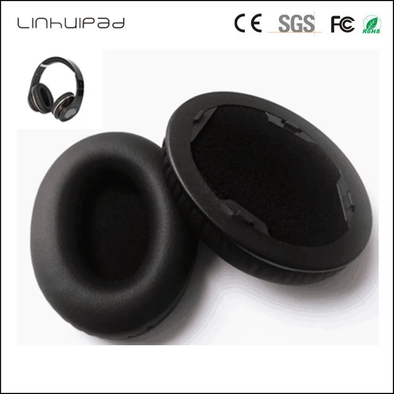 Linhuipad 1 pairs Black Replacement Protein Leatherette Ear cushion ear pad for Beats By Dr.Dre Studio 1.0 Headphone