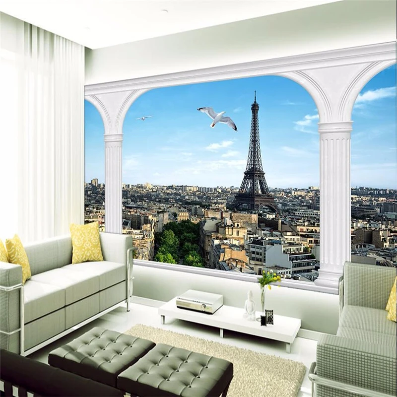 beibehang home decor photo backdrop Eiffel Tower Roman papel de parede 3d wallpaper for Living Room Restaurant hotel wall mural