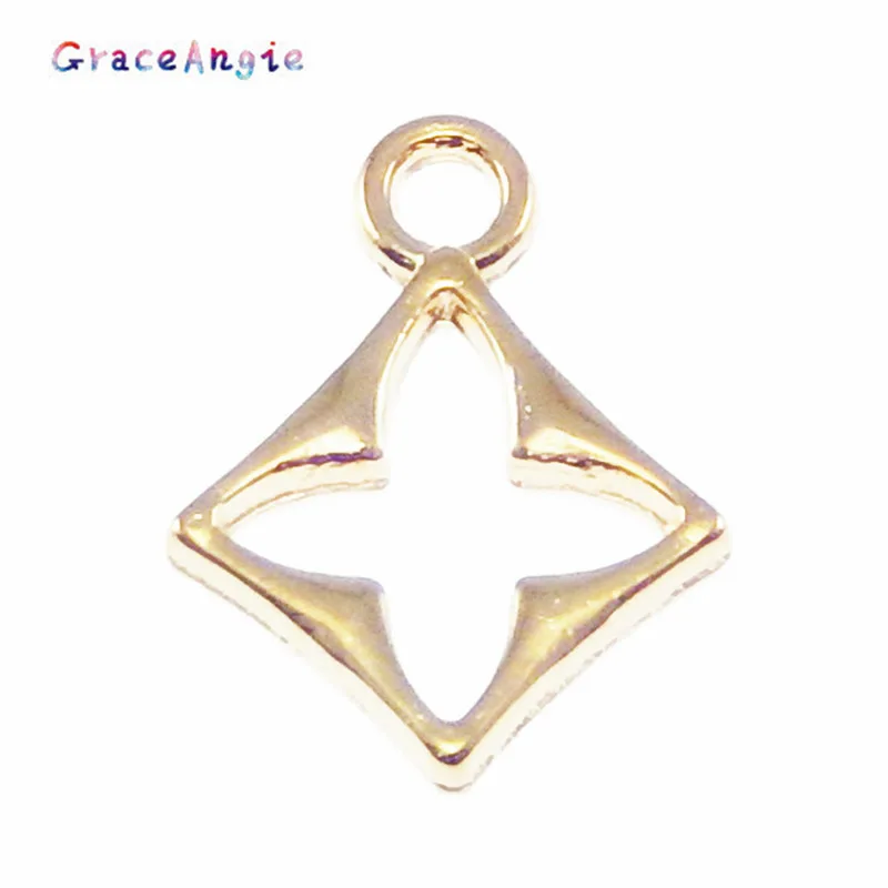 Drop Shipping Jewelry 20PCS Gold Color Alloy Rhombus Pendant For Earrings Necklace Bracelet Bangle Charms Metal DIY Accessories