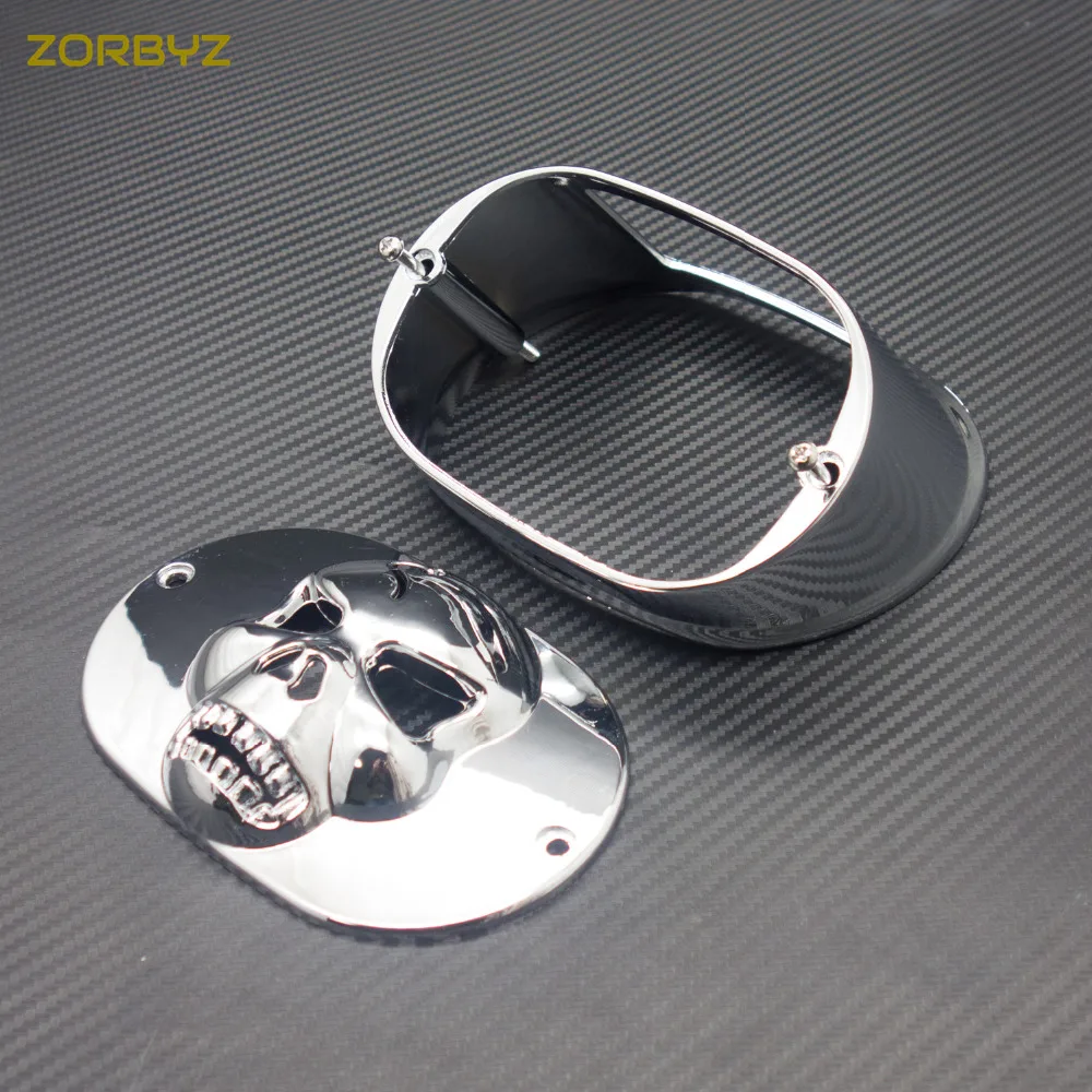 ZORBYZ Motorcycle Chrome Skull Tail Light Collar Cover For Harley Touring FLHRC FLHTC