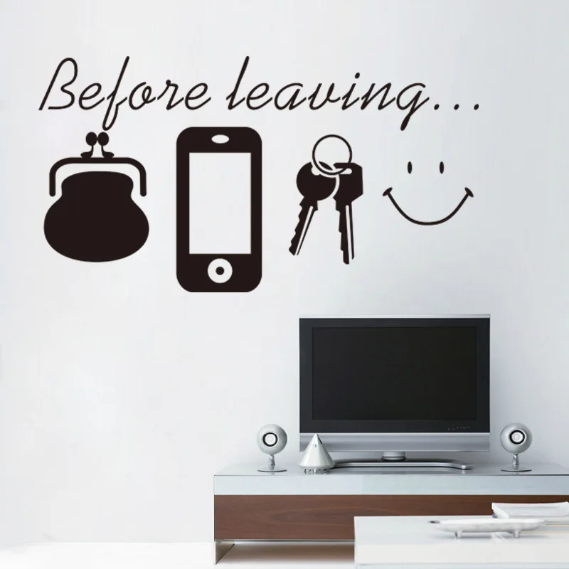 1PCS Before leaving Key bag Decorative sticker Entrance Of  The Office Decorative Wall Stickers 22*13CM