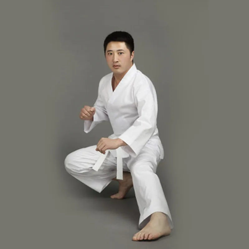 Jakość Dobok dziecko dorosły karate jednolity garnitur WTF Taekwondo kick boxing MMA sztuka walki odzież treningowa dobok 55% bawełna kimono