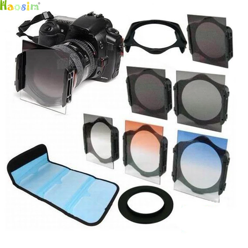 

1 шт. кольцевой адаптер + градуированный оранжевый синий серый + ND2 ND4 ND8 + держатель фильтра + для серии Cokin p