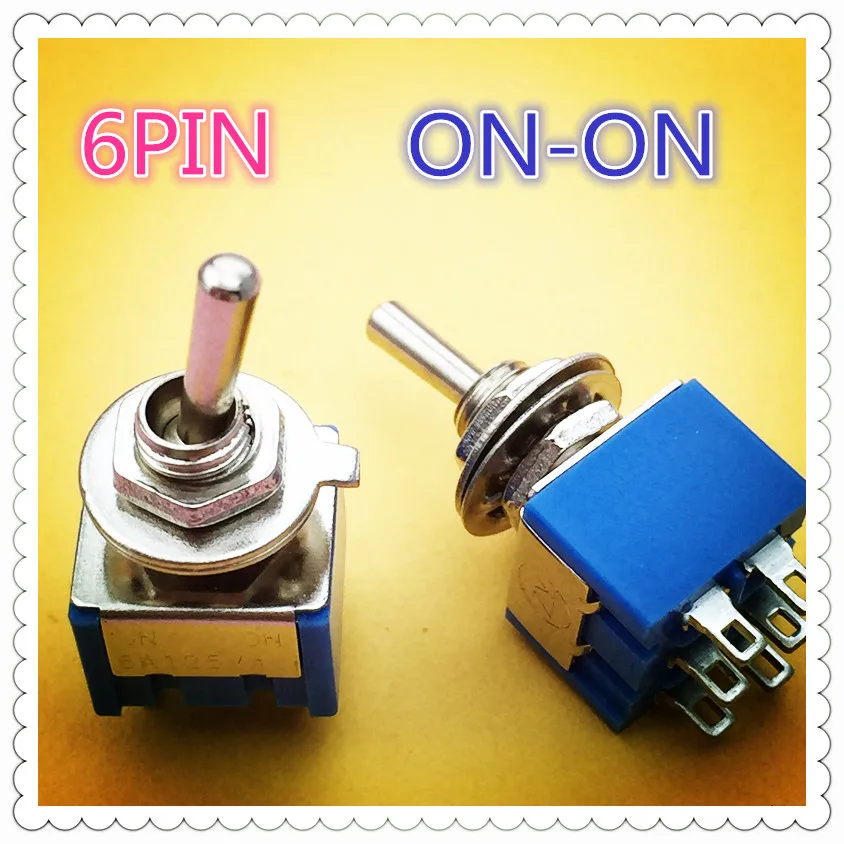 

2pcs/lot Mini MTS-202 6-Pin SPDT G105 ON-ON 6A 125V 3A250VAC Toggle Switches Good Quality Free Shipping