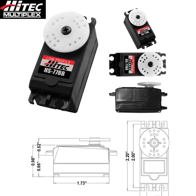 

Original HiTec HS-77BB Low Profile Servo for RC aircraft wing tail boats cars 5.5kg torque